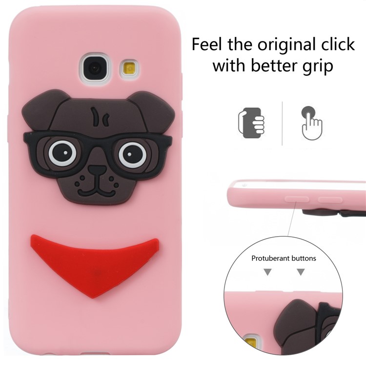 For Samsung Galaxy A3 (2017) Lovely Dog Pattern TPU Protective Back Phone Casing - Pink-6