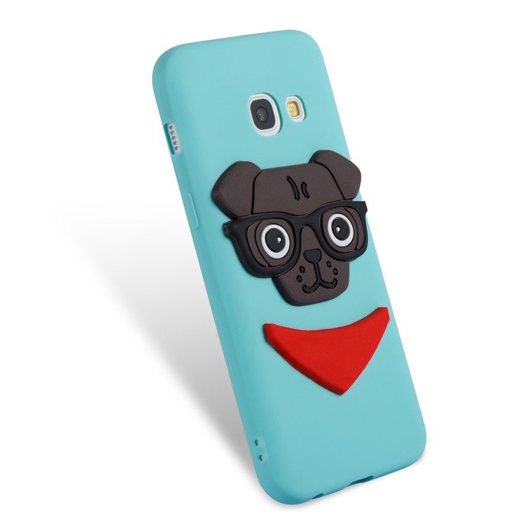 For Samsung Galaxy A3 (2017) Lovely Dog Pattern Flexible TPU Cellphone Cover Shell - Cyan-5