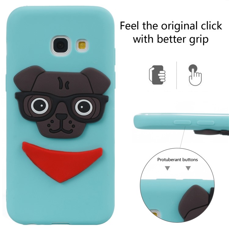 For Samsung Galaxy A3 (2017) Lovely Dog Pattern Flexible TPU Cellphone Cover Shell - Cyan-6