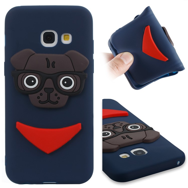 For Samsung Galaxy A3 (2017) Lovely Dog Pattern TPU Lightweight Back Casing - Dark Blue-1