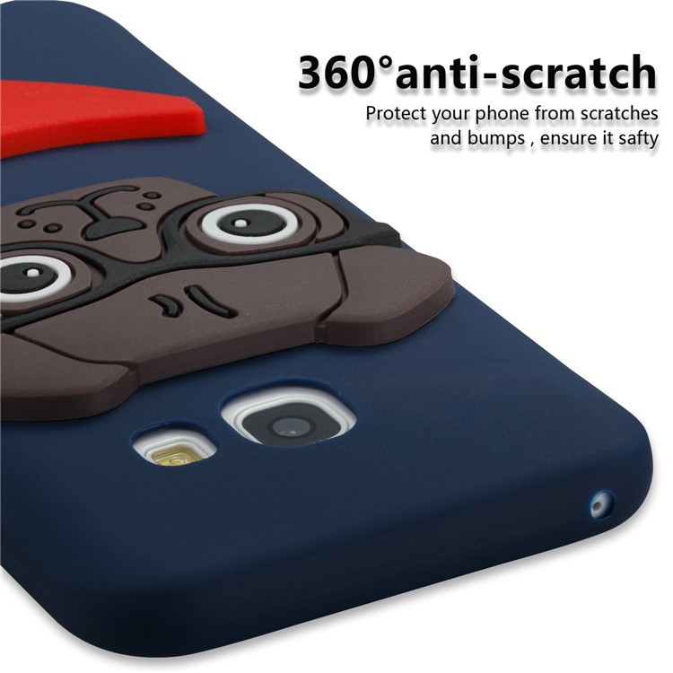 For Samsung Galaxy A3 (2017) Lovely Dog Pattern TPU Lightweight Back Casing - Dark Blue-2