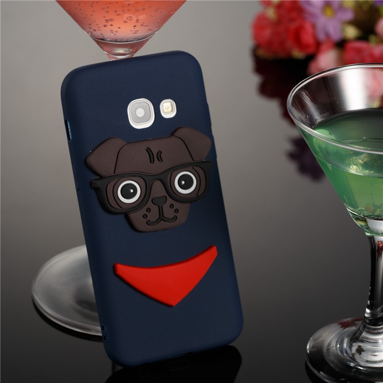 For Samsung Galaxy A3 (2017) Lovely Dog Pattern TPU Lightweight Back Casing - Dark Blue-3
