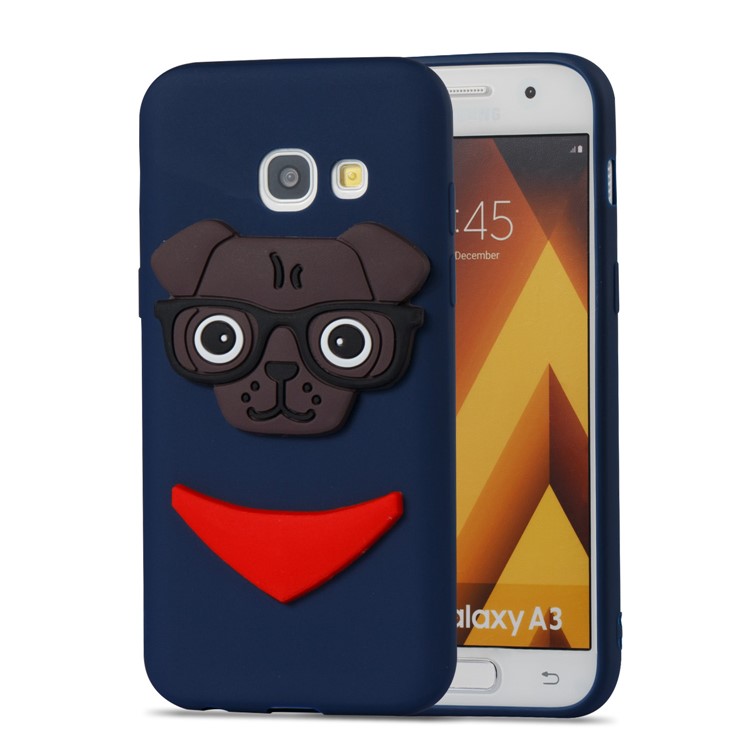 For Samsung Galaxy A3 (2017) Lovely Dog Pattern TPU Lightweight Back Casing - Dark Blue-4