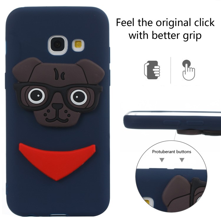 For Samsung Galaxy A3 (2017) Lovely Dog Pattern TPU Lightweight Back Casing - Dark Blue-6