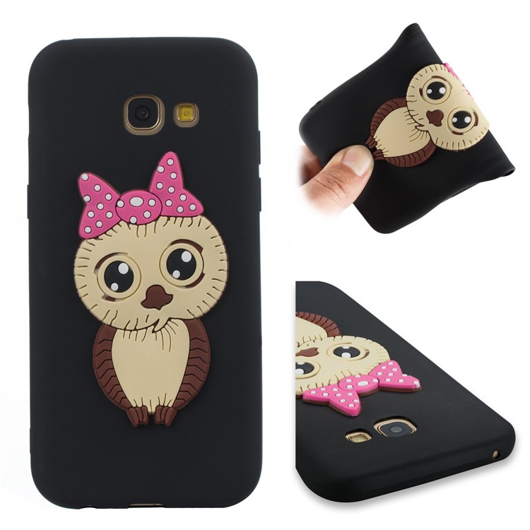 Cute 3D Female Owl TPU Soft Phone Case for Samsung Galaxy A5 (2017) A520 - Black-1