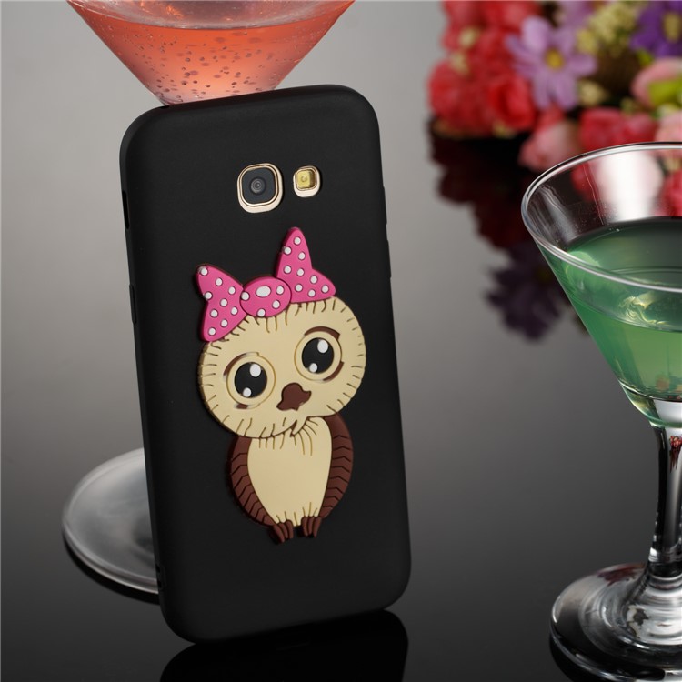 Cute 3D Female Owl TPU Soft Phone Case for Samsung Galaxy A5 (2017) A520 - Black-3