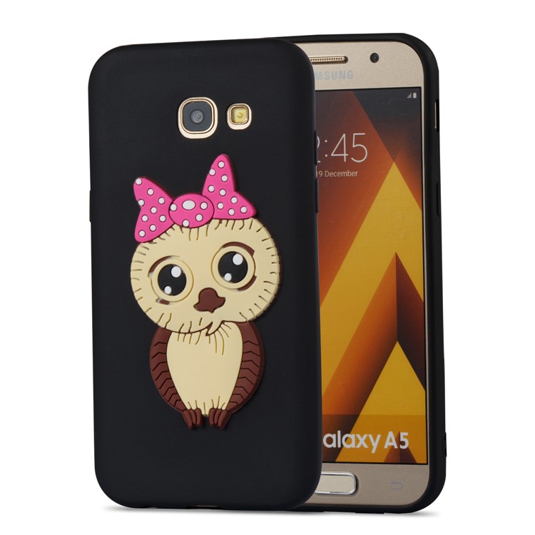 Cute 3D Female Owl TPU Soft Phone Case for Samsung Galaxy A5 (2017) A520 - Black-4
