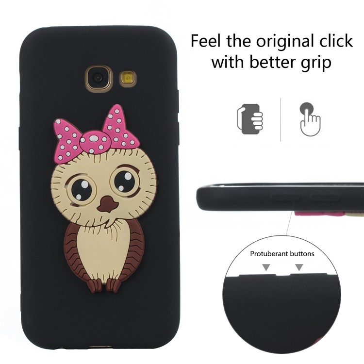 Cute 3D Female Owl TPU Soft Phone Case for Samsung Galaxy A5 (2017) A520 - Black-6