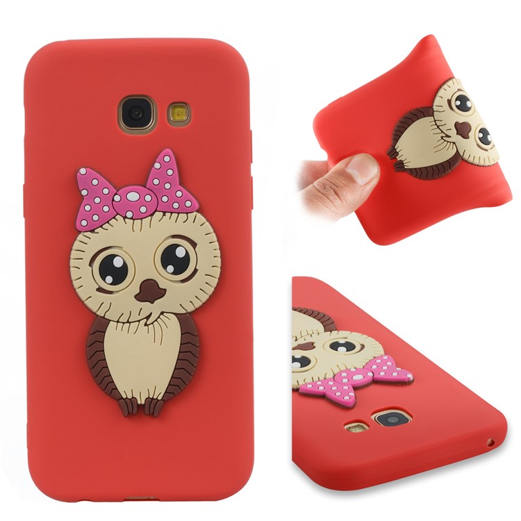 For Samsung Galaxy A5 (2017) A520 Cute 3D Female Owl TPU Soft Casing - Red-1