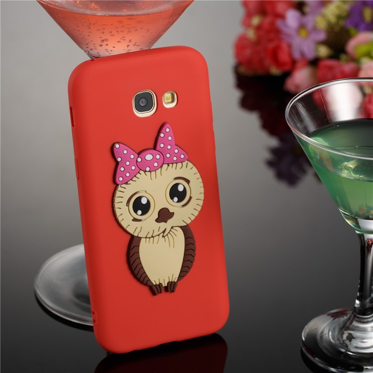 For Samsung Galaxy A5 (2017) A520 Cute 3D Female Owl TPU Soft Casing - Red-3