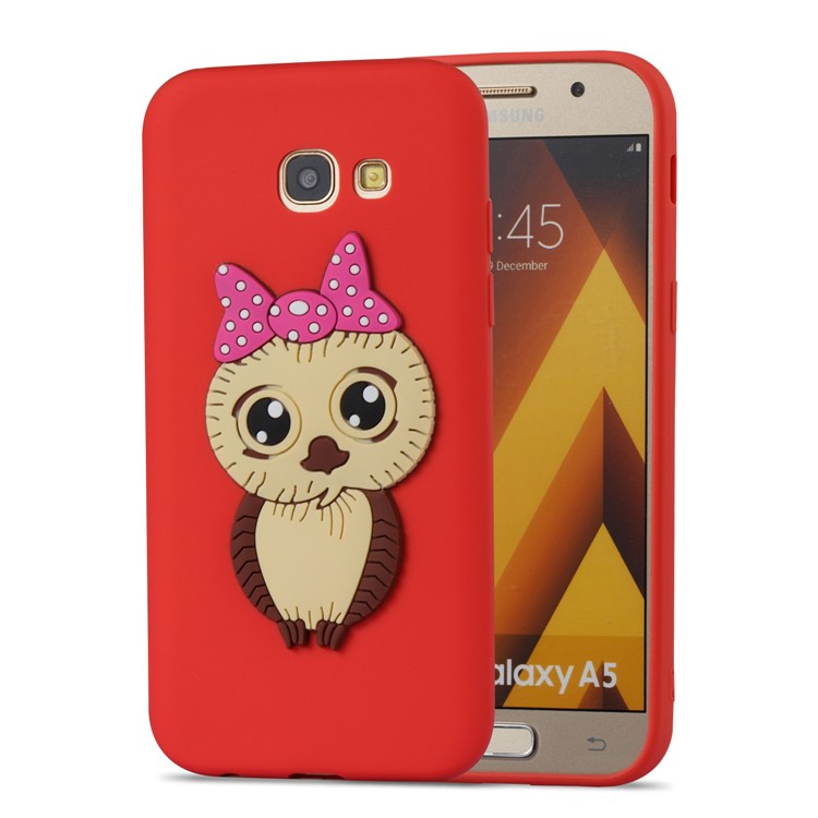 For Samsung Galaxy A5 (2017) A520 Cute 3D Female Owl TPU Soft Casing - Red-4