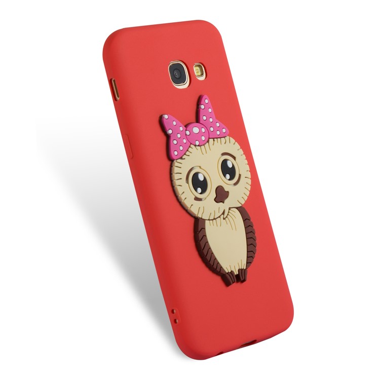 For Samsung Galaxy A5 (2017) A520 Cute 3D Female Owl TPU Soft Casing - Red-5