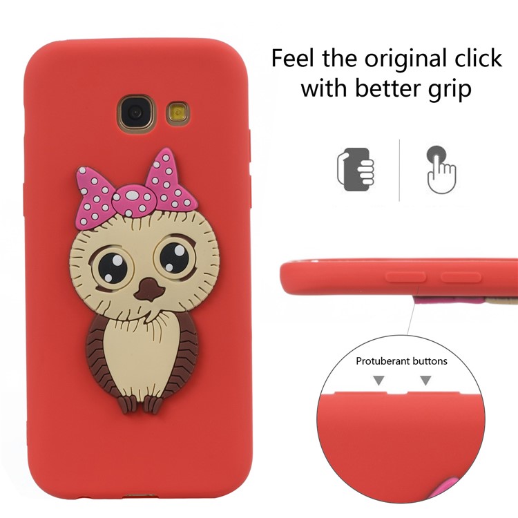 For Samsung Galaxy A5 (2017) A520 Cute 3D Female Owl TPU Soft Casing - Red-6