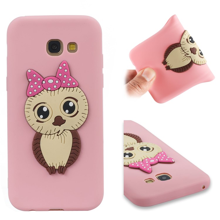 Cute 3D Female Owl TPU Soft Back Protection Cover for Samsung Galaxy A5 (2017) A520 - Pink-1