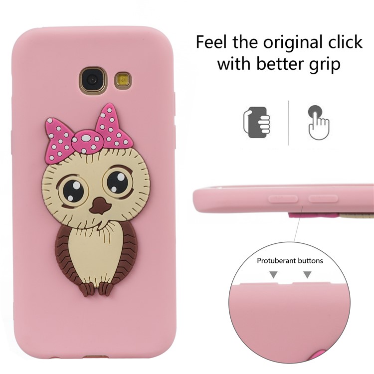 Cute 3D Female Owl TPU Soft Back Protection Cover for Samsung Galaxy A5 (2017) A520 - Pink-6