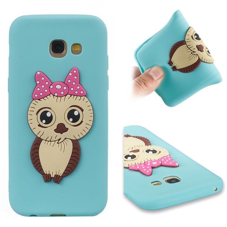 For Samsung Galaxy A5 (2017) A520 Cute 3D Female Owl TPU Soft Cellphone Cover Case - Cyan-1