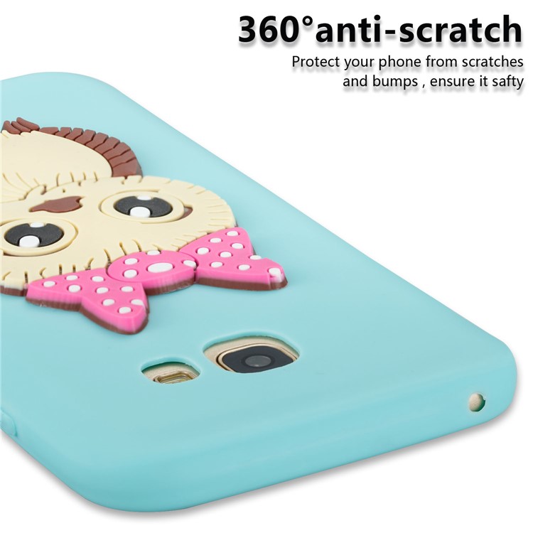 For Samsung Galaxy A5 (2017) A520 Cute 3D Female Owl TPU Soft Cellphone Cover Case - Cyan-2