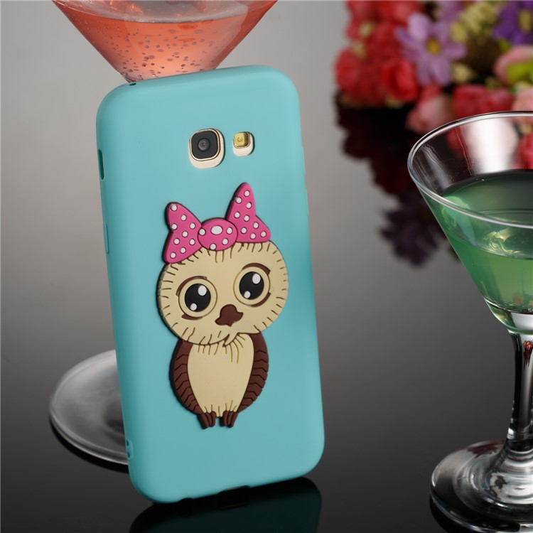 For Samsung Galaxy A5 (2017) A520 Cute 3D Female Owl TPU Soft Cellphone Cover Case - Cyan-3