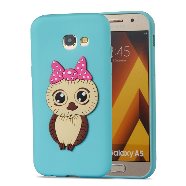 For Samsung Galaxy A5 (2017) A520 Cute 3D Female Owl TPU Soft Cellphone Cover Case - Cyan-4