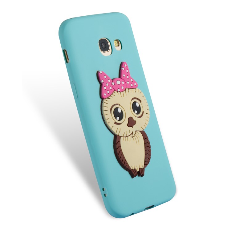 For Samsung Galaxy A5 (2017) A520 Cute 3D Female Owl TPU Soft Cellphone Cover Case - Cyan-5