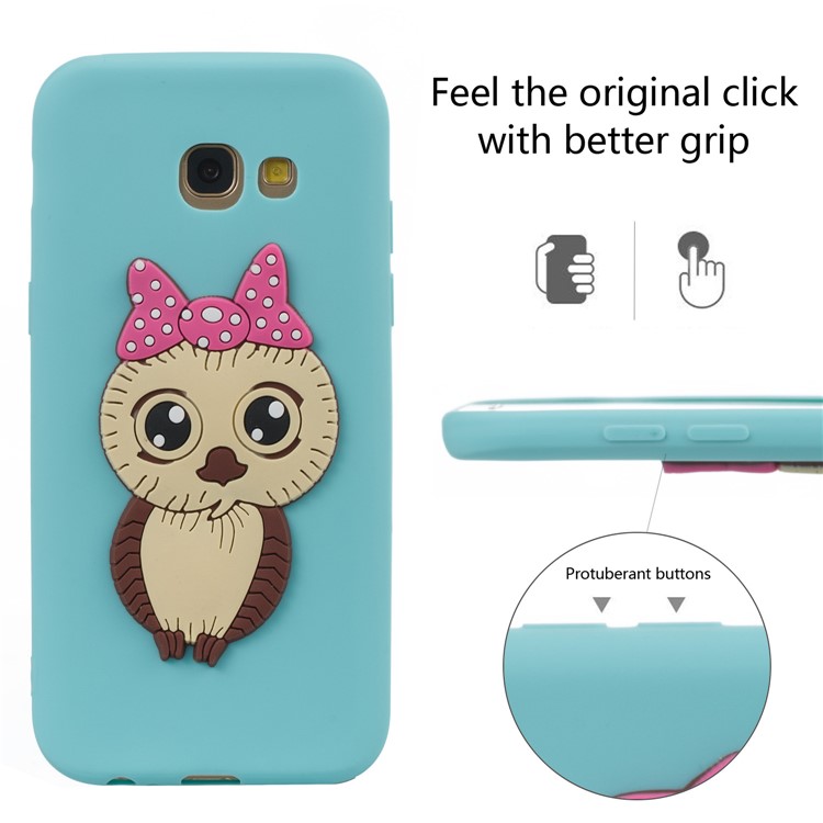 For Samsung Galaxy A5 (2017) A520 Cute 3D Female Owl TPU Soft Cellphone Cover Case - Cyan-6