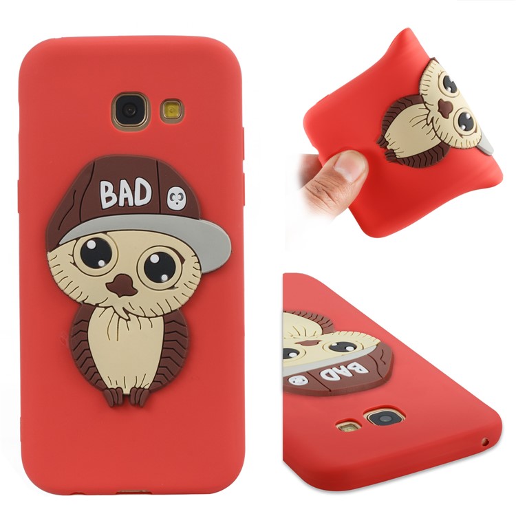 Cute Male Owl Pattern TPU Accessory Case for Samsung Galaxy A5 (2017) A520 - Red-1