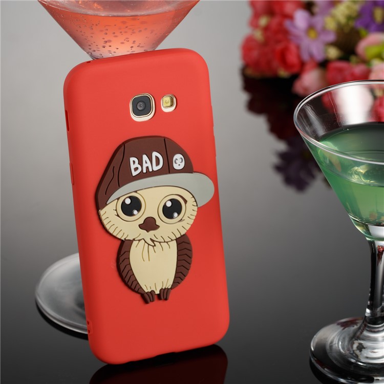 Cute Male Owl Pattern TPU Accessory Case for Samsung Galaxy A5 (2017) A520 - Red-3