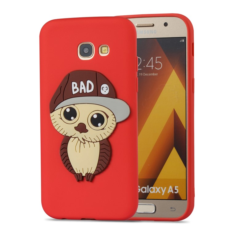 Cute Male Owl Pattern TPU Accessory Case for Samsung Galaxy A5 (2017) A520 - Red-4