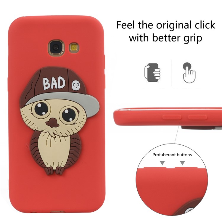 Cute Male Owl Pattern TPU Accessory Case for Samsung Galaxy A5 (2017) A520 - Red-6