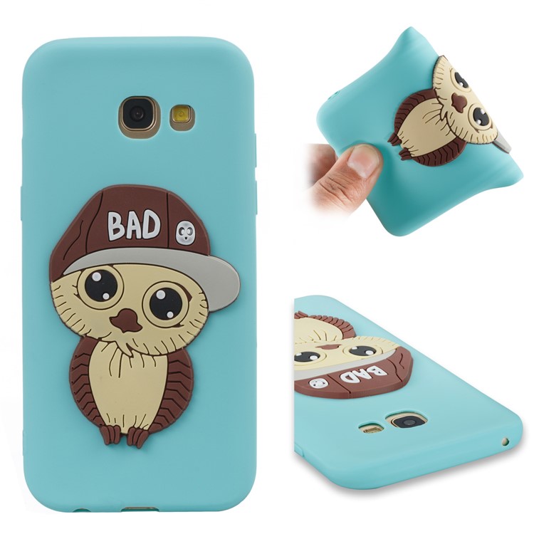 Cute Male Owl Pattern Flexible TPU Cover for Samsung Galaxy A5 (2017) A520 - Cyan-1