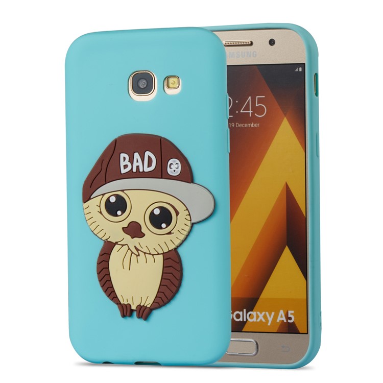 Cute Male Owl Pattern Flexible TPU Cover for Samsung Galaxy A5 (2017) A520 - Cyan-4