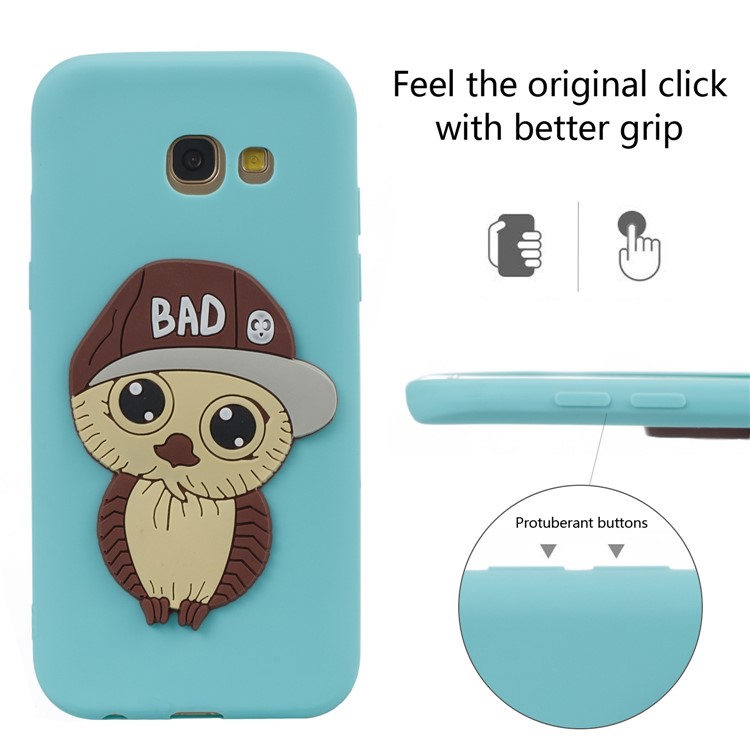 Cute Male Owl Pattern Flexible TPU Cover for Samsung Galaxy A5 (2017) A520 - Cyan-6
