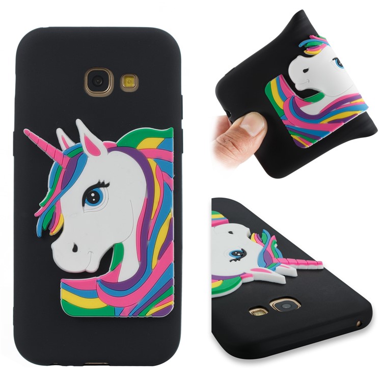 Lovely 3D Unicorn Pattern Soft TPU Shell Cover for Samsung Galaxy A5 (2017) A520 - Black-1