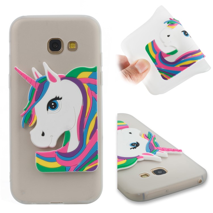 For Samsung Galaxy A5 (2017) A520 Lovely 3D Unicorn Pattern Soft TPU Case - White-1