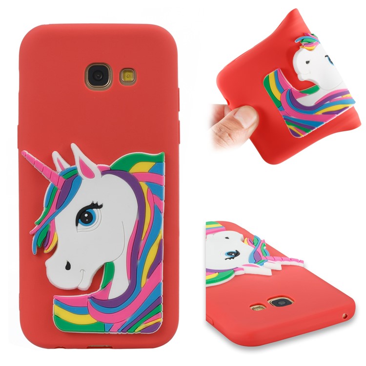For Samsung Galaxy A5 (2017) A520 Lovely 3D Unicorn Pattern Soft TPU Protection Casing - Red-1