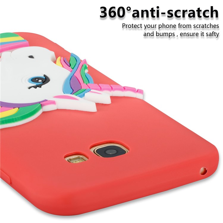 For Samsung Galaxy A5 (2017) A520 Lovely 3D Unicorn Pattern Soft TPU Protection Casing - Red-2