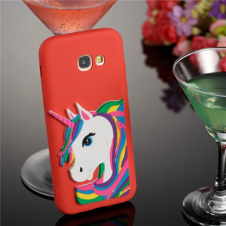 For Samsung Galaxy A5 (2017) A520 Lovely 3D Unicorn Pattern Soft TPU Protection Casing - Red-3