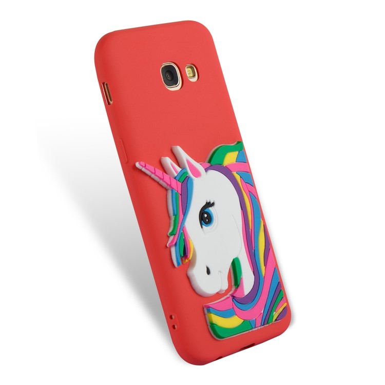 For Samsung Galaxy A5 (2017) A520 Lovely 3D Unicorn Pattern Soft TPU Protection Casing - Red-5