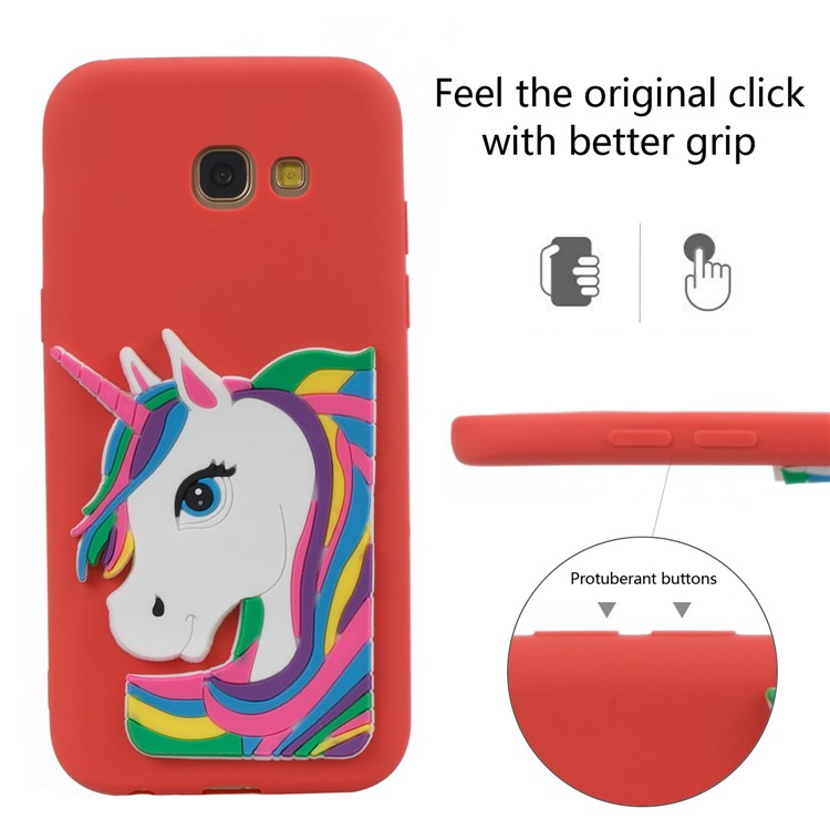 For Samsung Galaxy A5 (2017) A520 Lovely 3D Unicorn Pattern Soft TPU Protection Casing - Red-6