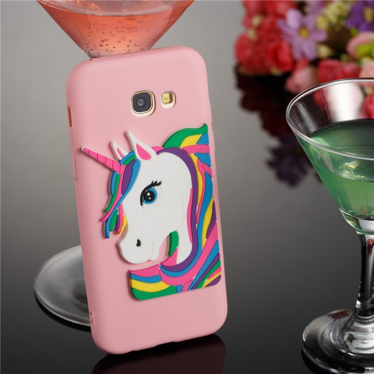 Lovely 3D Unicorn Pattern Flexible TPU Back Case Accessory for Samsung Galaxy A5 (2017) A520 - Pink-3