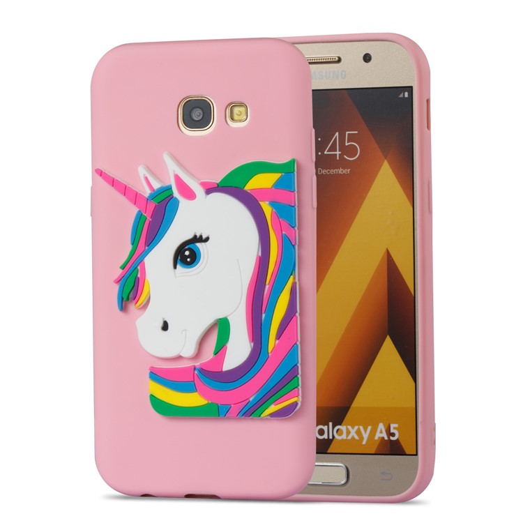 Lovely 3D Unicorn Pattern Flexible TPU Back Case Accessory for Samsung Galaxy A5 (2017) A520 - Pink-4