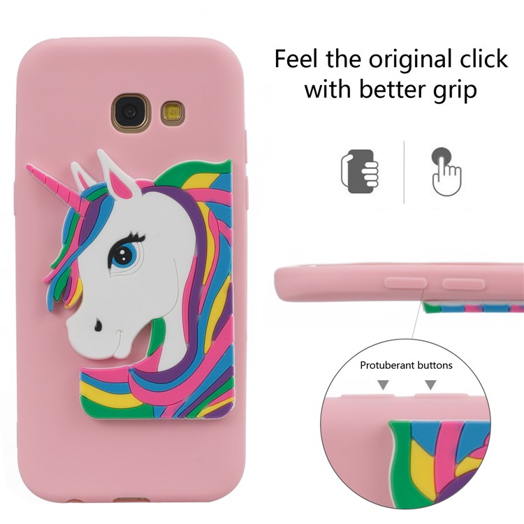 Lovely 3D Unicorn Pattern Flexible TPU Back Case Accessory for Samsung Galaxy A5 (2017) A520 - Pink-6