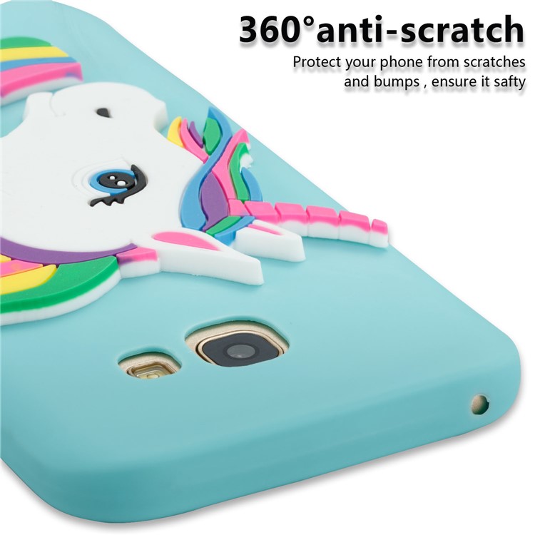 For Samsung Galaxy A5 (2017) A520 Lovely 3D Unicorn Pattern Soft TPU Thin Case Accessory - Cyan-2