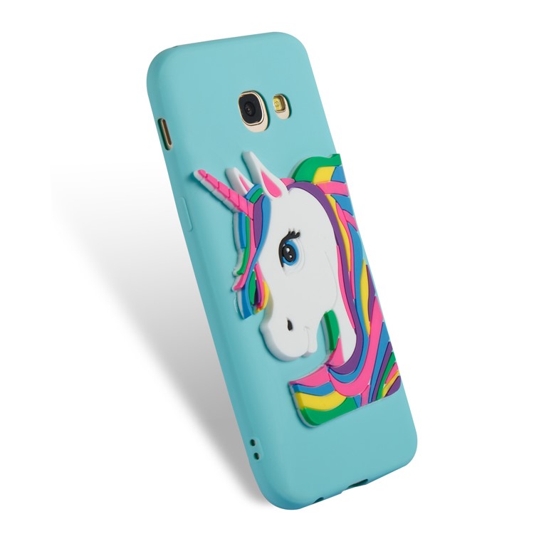 For Samsung Galaxy A5 (2017) A520 Lovely 3D Unicorn Pattern Soft TPU Thin Case Accessory - Cyan-5