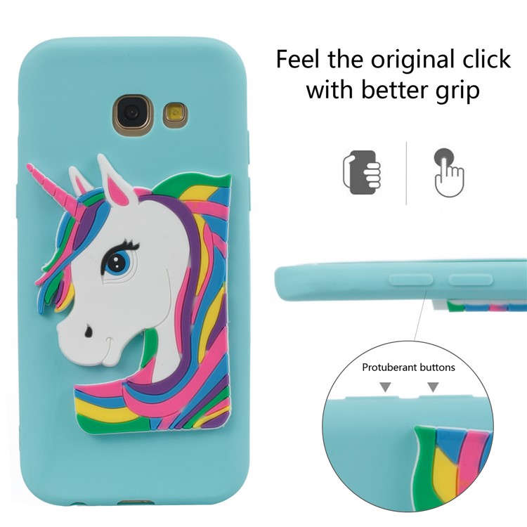 For Samsung Galaxy A5 (2017) A520 Lovely 3D Unicorn Pattern Soft TPU Thin Case Accessory - Cyan-6