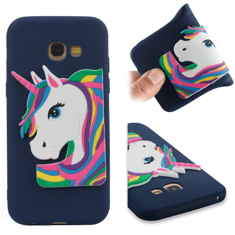 Lovely 3D Unicorn Pattern Soft TPU Cellphone Lightweight Protective Casing for Samsung Galaxy A5 (2017) A520 - Dark Blue-1