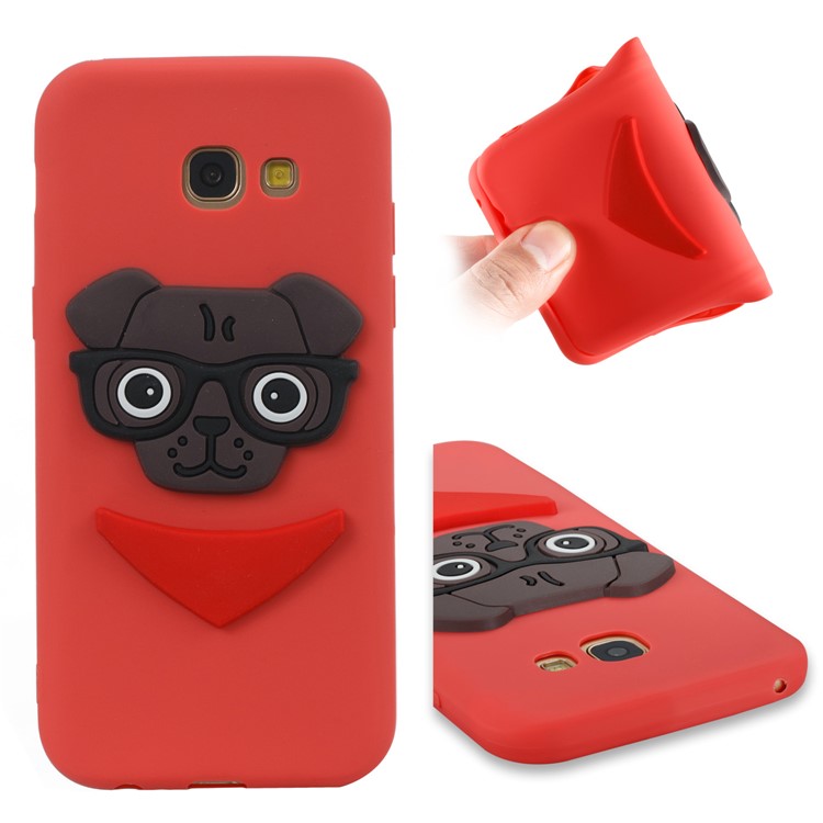 Cute 3D Puppy TPU Phone Cover for Samsung Galaxy A5 (2017) SM-A520 - Red-1