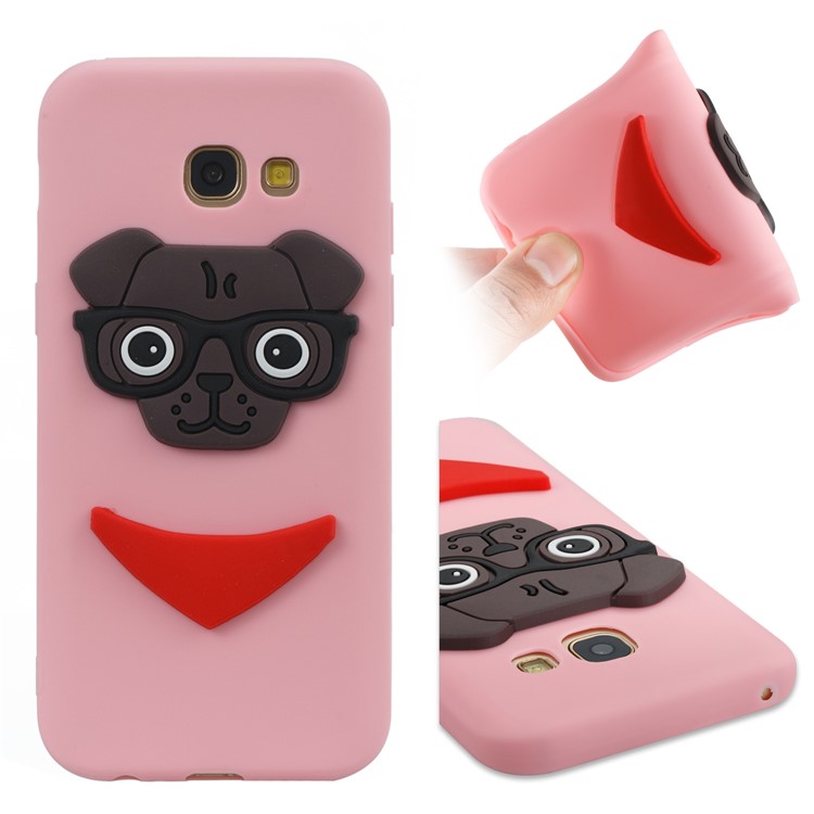 Cute 3D Puppy TPU Mobile Casing for Samsung Galaxy A5 (2017) SM-A520 - Pink-1