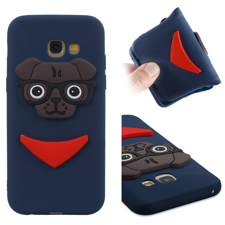 Cute 3D Puppy TPU Cell Phone Shell for Samsung Galaxy A5 (2017) SM-A520 - Dark Blue-1