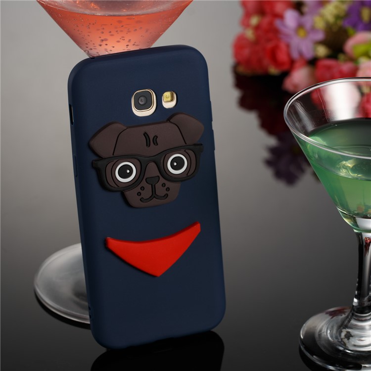 Cute 3D Puppy TPU Cell Phone Shell for Samsung Galaxy A5 (2017) SM-A520 - Dark Blue-3